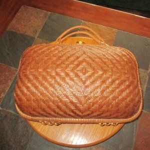 Vintage Handwoven Basket Purse with Metal Clasp